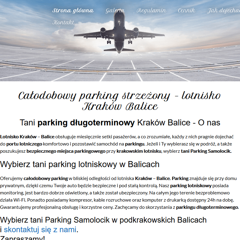 Parking całodobowy balice w Krakowie