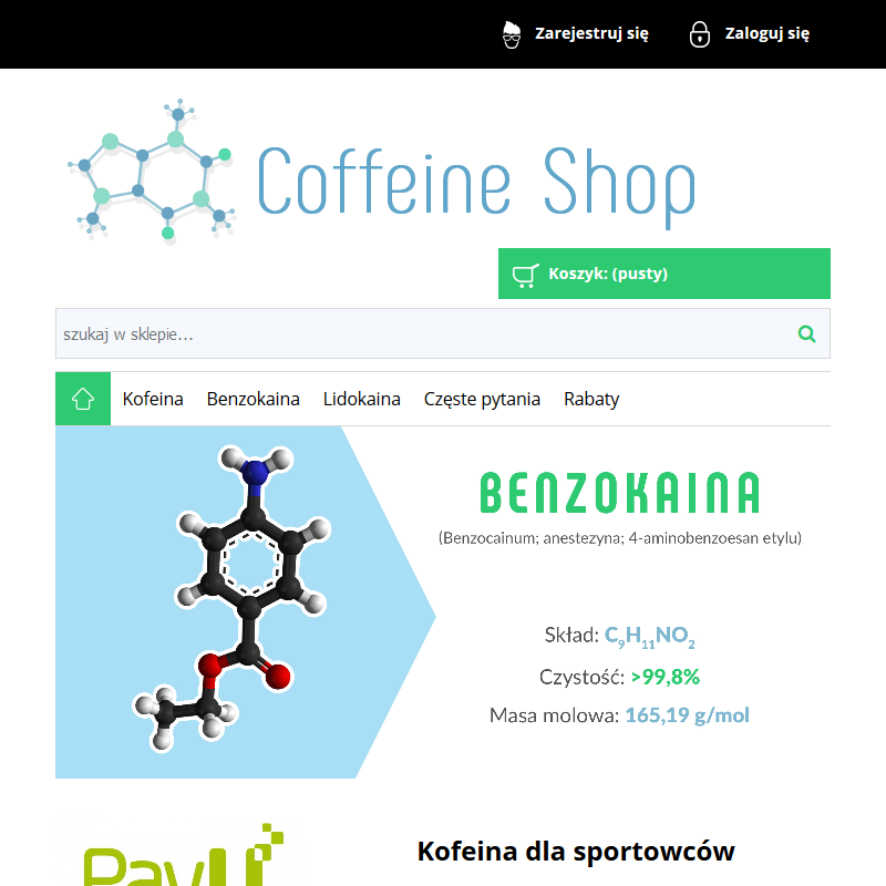 Czysta kofeina w proszku