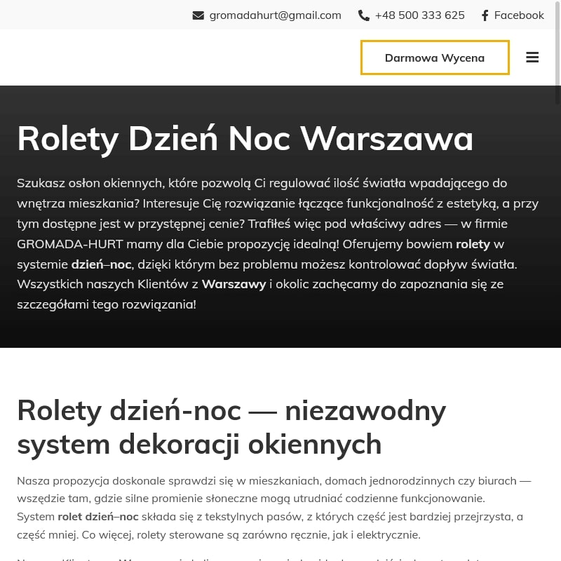 Rolety na wymiar - Warszawa